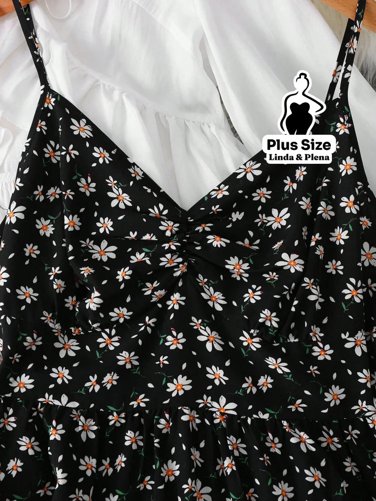 Conjunto Vestido Alça Fina Babados Saída Manga Longa Plus Size Conjunto Vestido Alça Fina Babados Saída Manga Longa