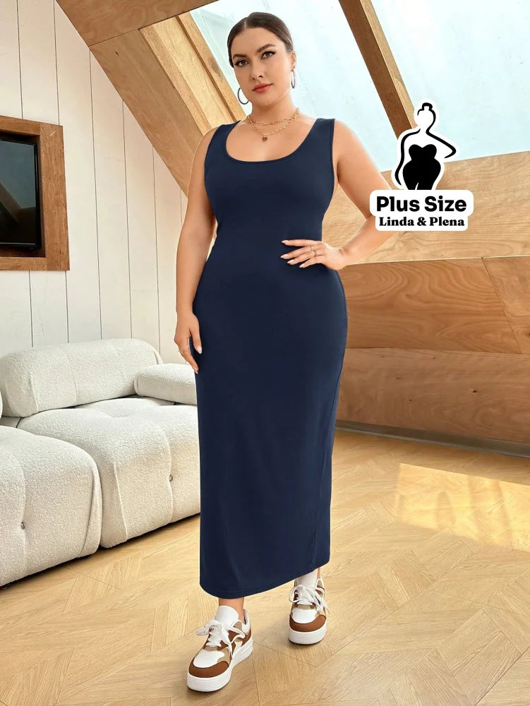 Conjunto Vestido Canelado Longo Com Camisa Lisa Plus Size Conjunto Vestido Canelado Longo Com Camisa Lisa Plus Size