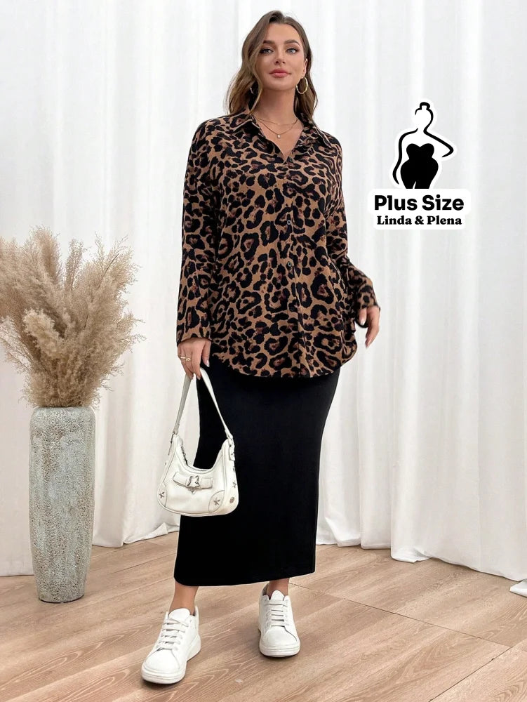 Conjunto Vestido Longo E Cardigan Estampado Plus Size Conjunto Vestido Longo E Cardigan Estampado Plus Size