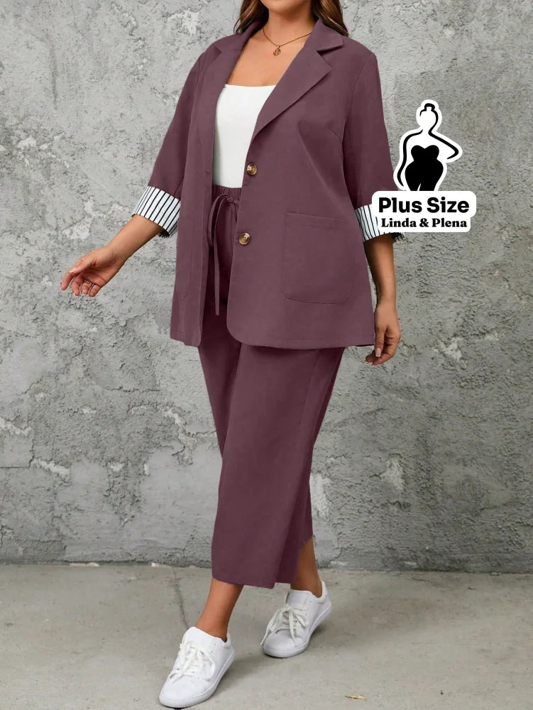 Conjunto Alfaiataria com Blazer e Calça de Amarração Plus Size Violeta / G Conjunto Alfaiataria com Blazer e Calça de