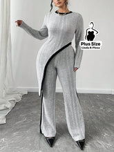 Conjunto Assimétrico Metalizado Com Calça Reta Plus Size G Conjunto Assimétrico Metalizado Com Calça Reta Plus Size