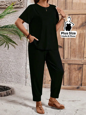 Conjunto Básico Conforto Com Calça Jogger Plus Size Conjunto Básico Conforto Com Calça Jogger Plus Size