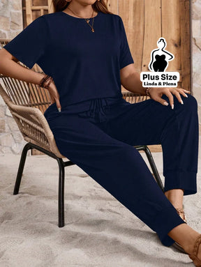 Conjunto Básico Conforto Com Calça Jogger Plus Size Conjunto Básico Conforto Com Calça Jogger Plus Size