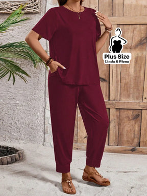 Conjunto Básico Conforto Com Calça Jogger Plus Size Conjunto Básico Conforto Com Calça Jogger Plus Size