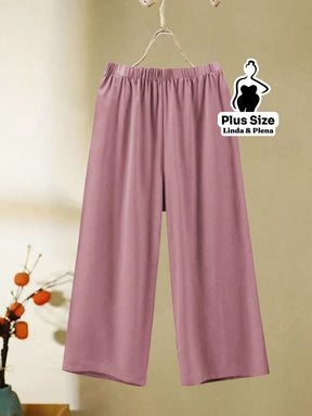 Conjunto Blusa Manga Curta Calça Pantalona Cós Elástico Plus Size Conjunto Blusa Manga Curta Calça Pantalona Cós