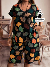 Conjunto Blusa Manga Curta Decote Calça Pantacourt Plus Size Preto / G Conjunto Blusa Manga Curta Decote Calça