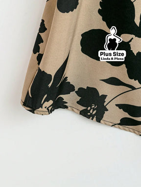 Conjunto Blusa Manga Curta Detalhe Babado Pantalona Plus Size Conjunto Blusa Manga Curta Detalhe Babado Pantalona Plus