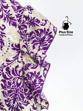Conjunto Blusa Manga Curta Detalhe Babado Pantalona Plus Size Conjunto Blusa Manga Curta Detalhe Babado Pantalona Plus