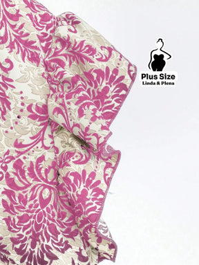 Conjunto Blusa Manga Curta Detalhe Babado Pantalona Plus Size Conjunto Blusa Manga Curta Detalhe Babado Pantalona Plus