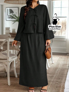 Conjunto Blusa Manga Longa E Saia Longa Plus Size Conjunto Blusa Manga Longa E Saia Longa Plus Size
