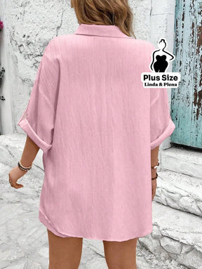 Conjunto Camisa Manga Curta Shorts Cós Elástico Plus Size Conjunto Camisa Manga Curta Shorts Cós Elástico Plus Size