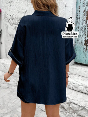 Conjunto Camisa Manga Curta Shorts Cós Elástico Plus Size Conjunto Camisa Manga Curta Shorts Cós Elástico Plus Size