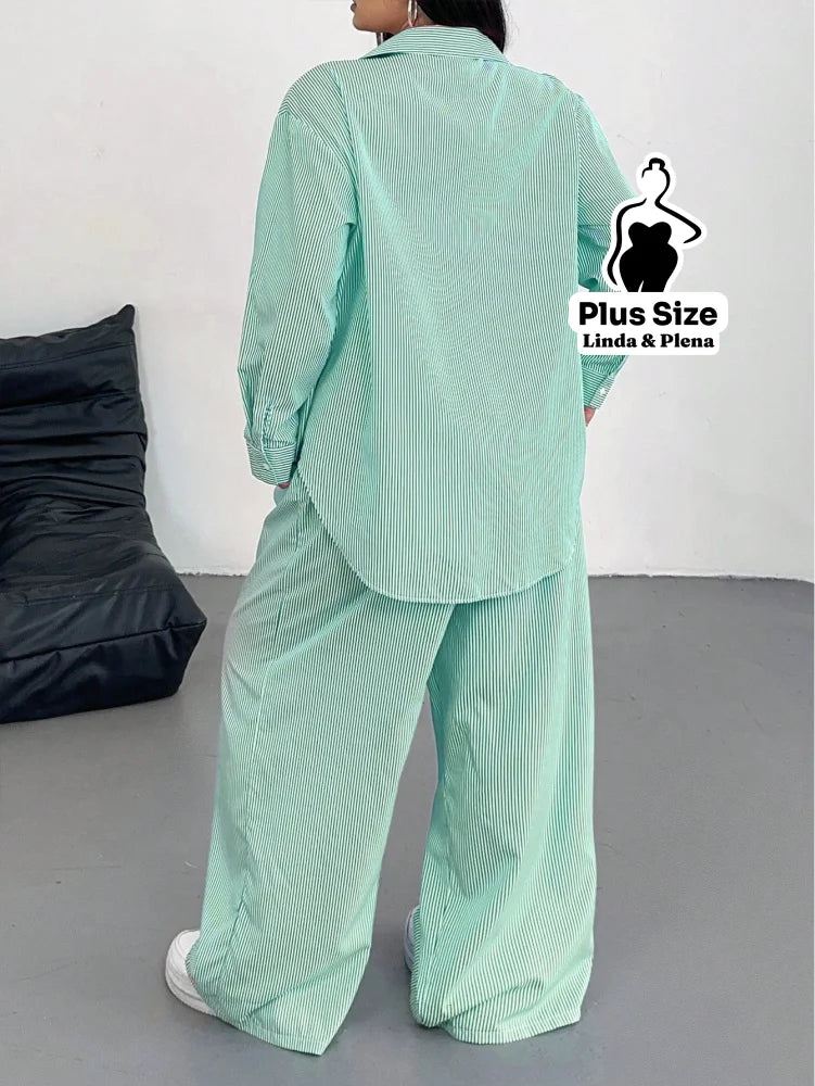 Conjunto Camisa Manga Longa E Calça Pantalona Plus Size Conjunto Camisa Manga Longa E Calça Pantalona Plus Size