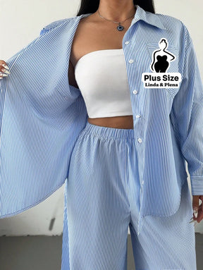 Conjunto Camisa Manga Longa E Calça Pantalona Plus Size Conjunto Camisa Manga Longa E Calça Pantalona Plus Size