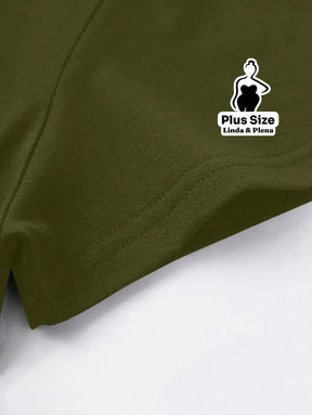 Conjunto Camiseta Estampada E Bermuda Cintura Alta Plus Size Conjunto Camiseta Estampada E Bermuda Cintura Alta Plus