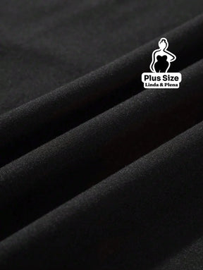 Conjunto Camiseta Estampada E Bermuda Cintura Alta Plus Size Conjunto Camiseta Estampada E Bermuda Cintura Alta Plus