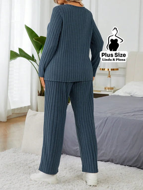 Conjunto Canelado Térmico Com Manga Longa Plus Size Conjunto Canelado Térmico Com Manga Longa Plus Size