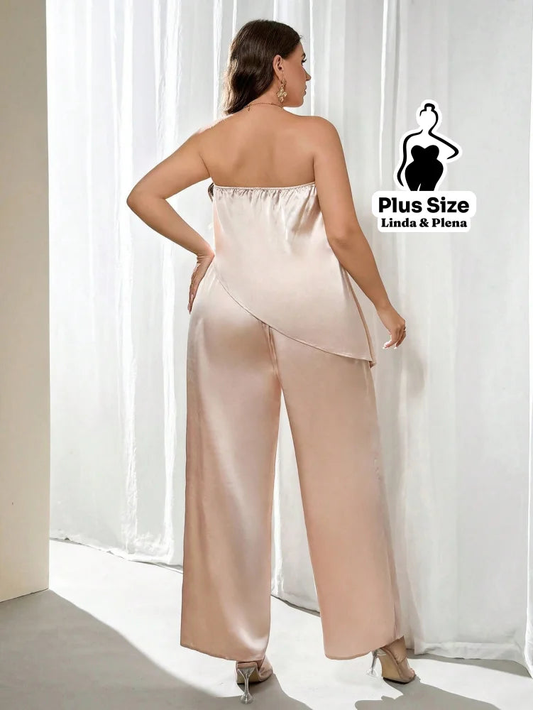 Conjunto Cetim Tomara Que Caia E Calça Pantalona Plus Size Conjunto Cetim Tomara Que Caia E Calça Pantalona Plus Size