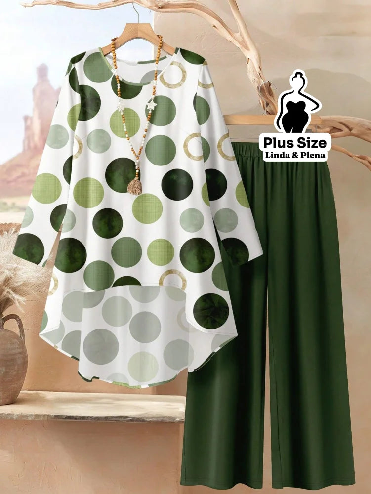 Conjunto com Blusa Longa Estampada e Calça Reta Plus Size Branco / G Conjunto com Blusa Longa Estampada e Calça Reta