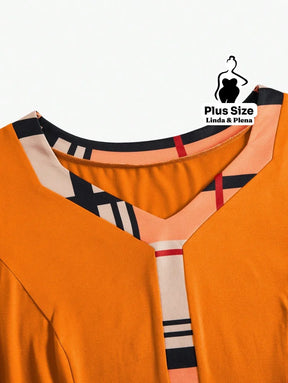 Conjunto com Blusa Peplum e Saia Justa Estampada Plus Size Conjunto com Blusa Peplum e Saia Justa Estampada Plus Size