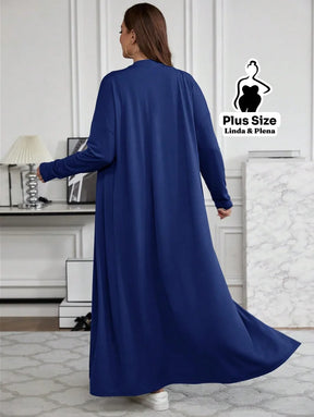 Conjunto Com Casaco Longo E Calça Comfy Plus Size Conjunto Com Casaco Longo E Calça Comfy Plus Size
