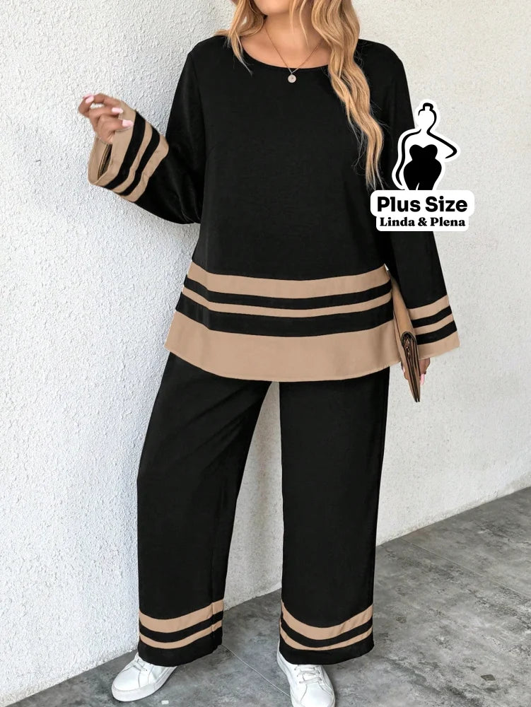 Conjunto com Detalhes em Faixa Plus Size Conjunto com Detalhes em Faixa Plus Size