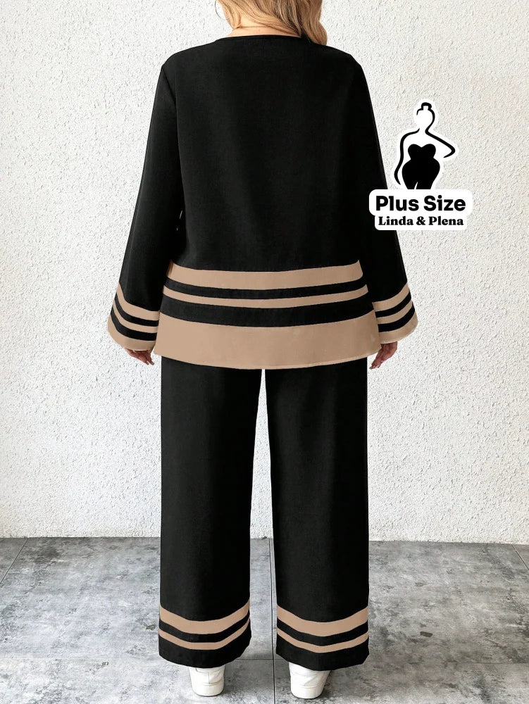 Conjunto com Detalhes em Faixa Plus Size Conjunto com Detalhes em Faixa Plus Size