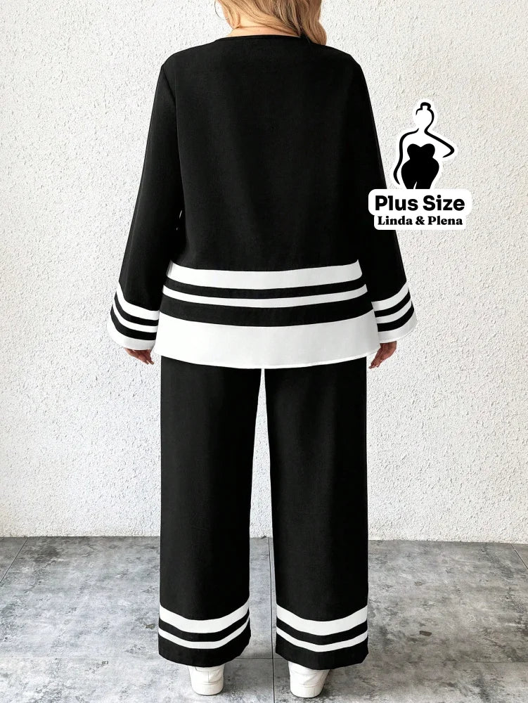 Conjunto com Detalhes em Faixa Plus Size Conjunto com Detalhes em Faixa Plus Size