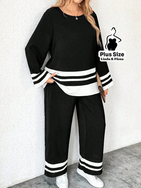 Conjunto com Detalhes em Faixa Plus Size Conjunto com Detalhes em Faixa Plus Size
