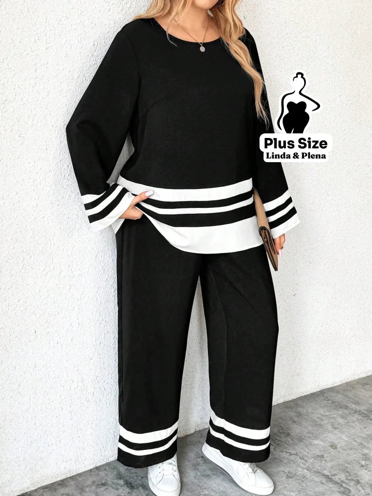 Conjunto com Detalhes em Faixa Plus Size Conjunto com Detalhes em Faixa Plus Size