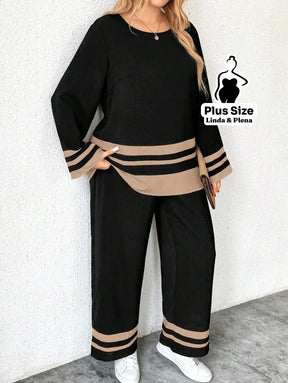 Conjunto com Detalhes em Faixa Plus Size Conjunto com Detalhes em Faixa Plus Size