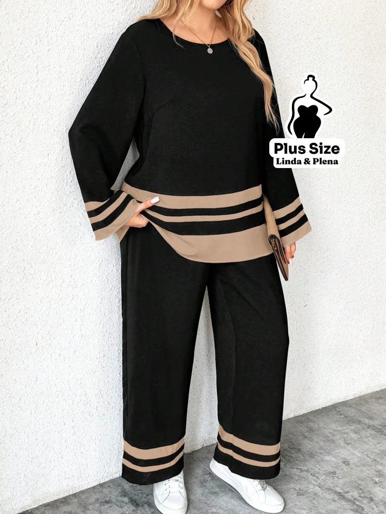 Conjunto com Detalhes em Faixa Plus Size Conjunto com Detalhes em Faixa Plus Size