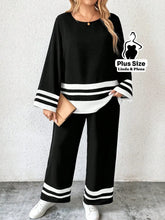 Conjunto com Detalhes em Faixa Plus Size Preto e Branco / G Conjunto com Detalhes em Faixa Plus Size