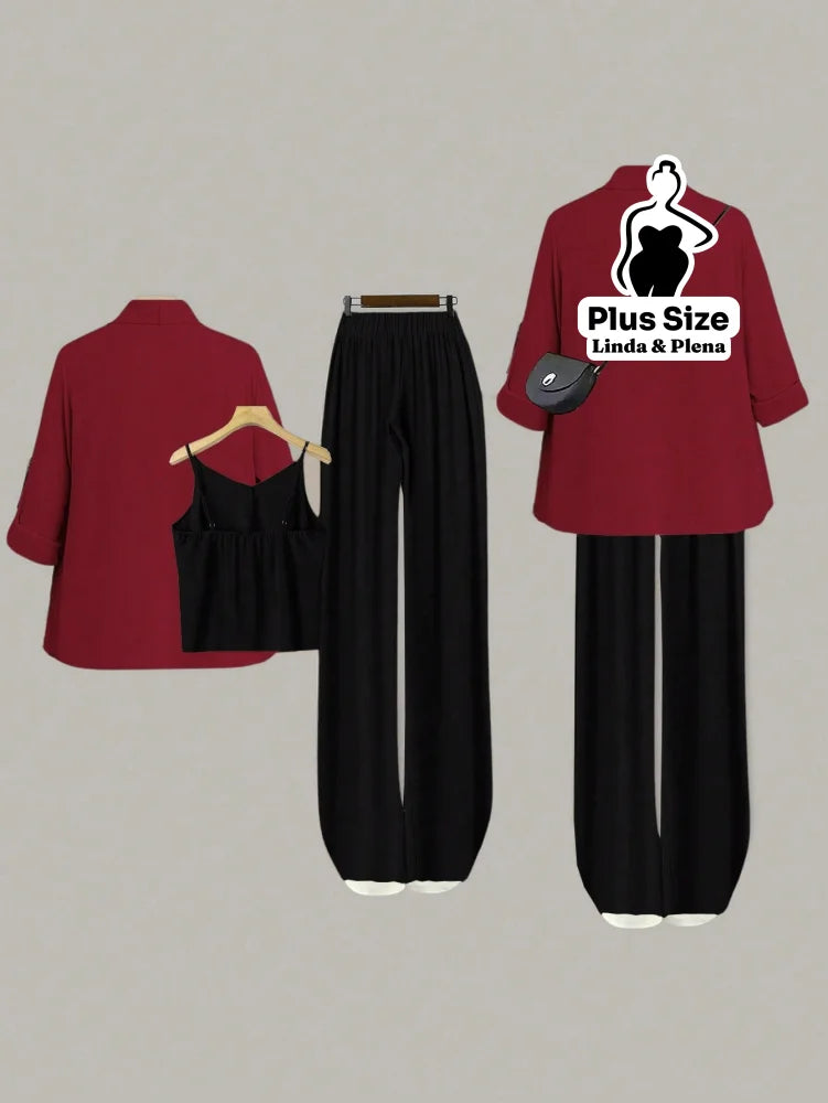 Conjunto Com Kimono Elegante E Calça Pantalona Plus Size Conjunto Com Kimono Elegante E Calça Pantalona Plus Size