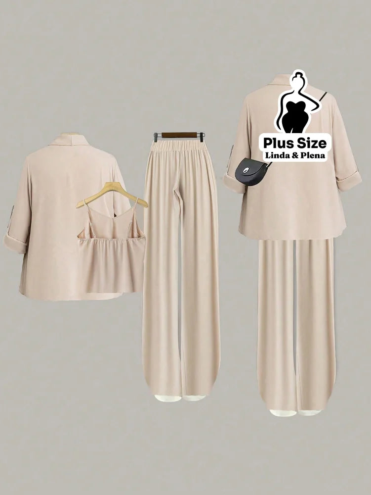 Conjunto Com Kimono Elegante E Calça Pantalona Plus Size Conjunto Com Kimono Elegante E Calça Pantalona Plus Size