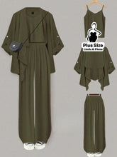 Conjunto Com Kimono Elegante E Calça Pantalona Plus Size Verde Militar / G Conjunto Com Kimono Elegante E Calça