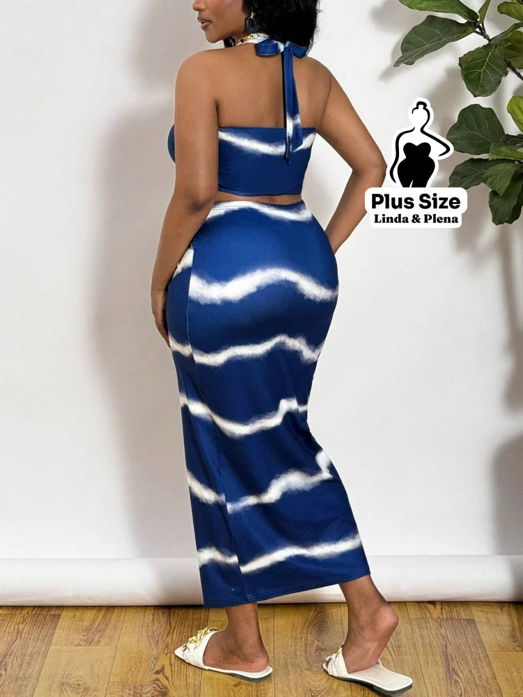 Conjunto Cropped Amarração Com Saia Longa Plus Size Conjunto Cropped Amarração Com Saia Longa Plus Size