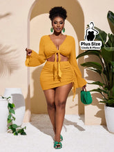 Conjunto Cropped Amarração Frente Com Saia Curta Plus Size Conjunto Cropped Amarração Com Saia Longa Plus Size