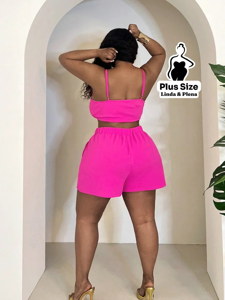 Conjunto de 2 peças Minimalista de Moda Casual Plus Size Conjunto de 2 peças Minimalista de Moda Casual Plus Size