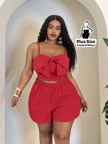 Conjunto de 2 peças Minimalista de Moda Casual Plus Size Vermelho / G Conjunto de 2 peças Minimalista de Moda Casual