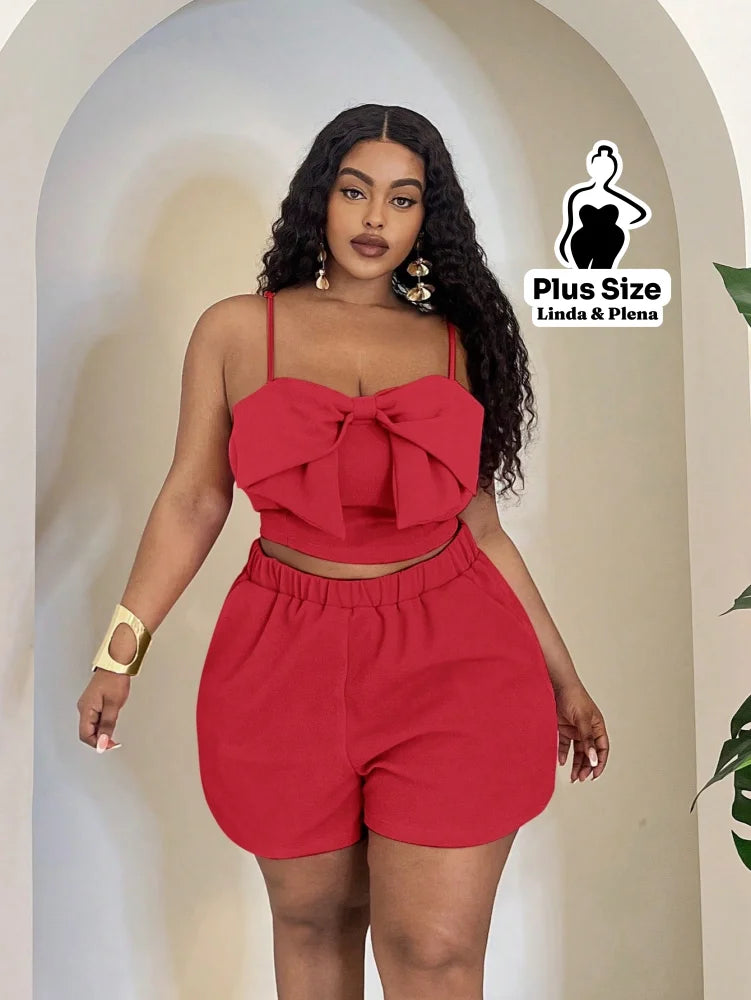 Conjunto de 2 peças Minimalista de Moda Casual Plus Size Vermelho / G Conjunto de 2 peças Minimalista de Moda Casual