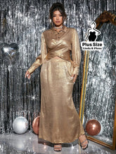 Conjunto Dourado Brilhante Com Camisa E Saia Longa Plus Size G Conjunto Dourado Brilhante Com Camisa E Saia Longa Plus