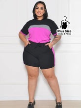 Conjunto Esportivo Azul com Blusa Estampada e Shorts Plus Size Pink / G Conjunto Esportivo Azul com Blusa Estampada e