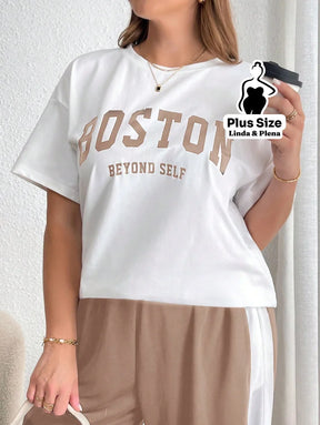 Conjunto Esportivo Com Blusa Estampada E Calça Lateral Plus Size Conjunto Esportivo Com Blusa Estampada E Calça Lateral