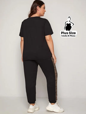 Conjunto Esportivo com Faixa Animal Print Plus Size Conjunto Esportivo com Faixa Animal Print Plus Size