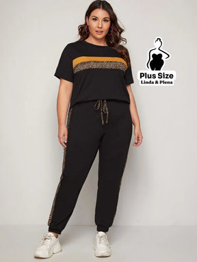 Conjunto Esportivo com Faixa Animal Print Plus Size Conjunto Esportivo com Faixa Animal Print Plus Size