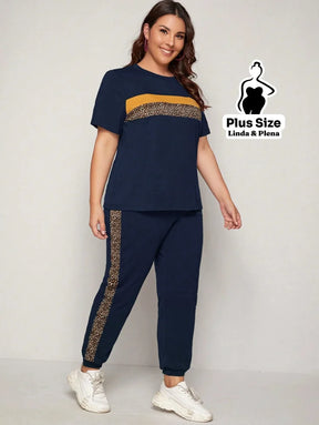 Conjunto Esportivo com Faixa Animal Print Plus Size Conjunto Esportivo com Faixa Animal Print Plus Size