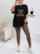 Conjunto Estampado Com Blusa Oversized E Legging Plus Size G Conjunto Estampado Com Blusa Oversized E Legging Plus Size