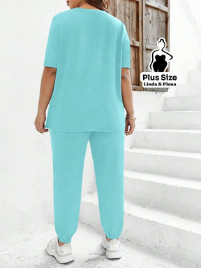 Conjunto Estampado Com Coração E Calça Jogger Plus Size Conjunto Estampado Com Coração E Calça Jogger Plus Size