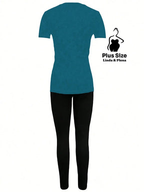 Conjunto Estampado Com Legging E Camiseta Plus Size Conjunto Estampado Com Legging E Camiseta Plus Size